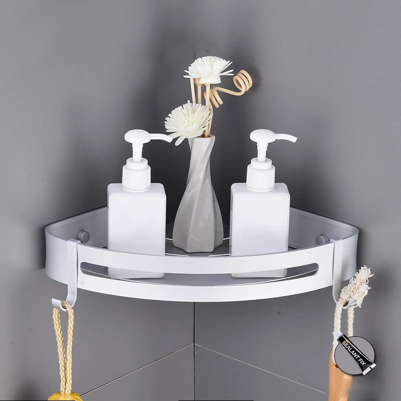 Алюминиевая корзина для хранения душа с крючками ванной полка без бурения