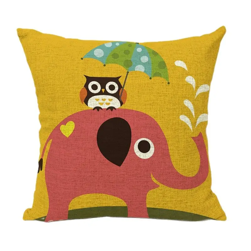 Серия животных наволочка 45*45 см милый слон птица черепаха белка узор для