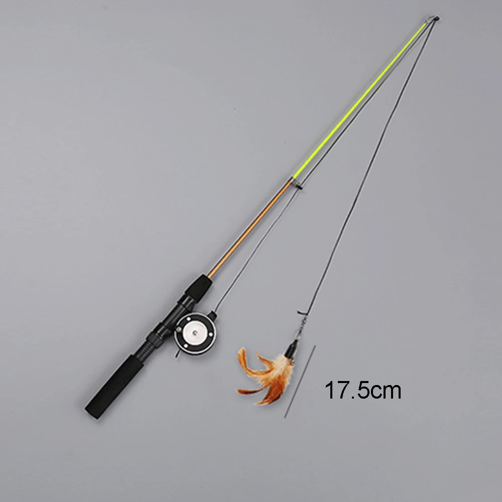 

Funny Cat Kitten Stick Feather Fish Teaser Wand Wire Chaser Interactive Play Toy Pet Toy Simulation Pulley Fishing Rod Cat Toy