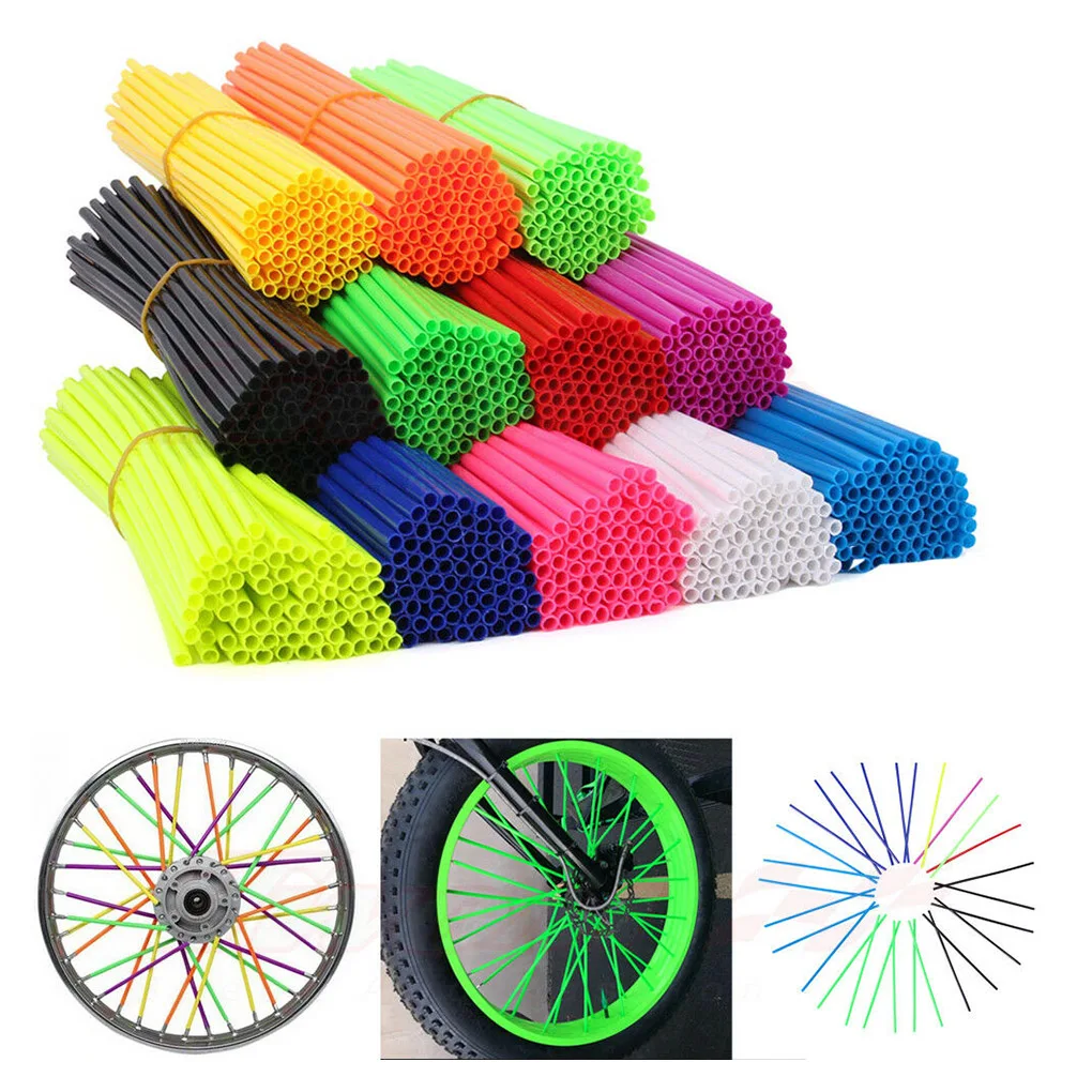 

72Pcs Bike Motorcycle Wheel Spoked Protector Skin Covers Pipe For Motocross Bicycle Bike Cool Accessories 10 Colors 24CM