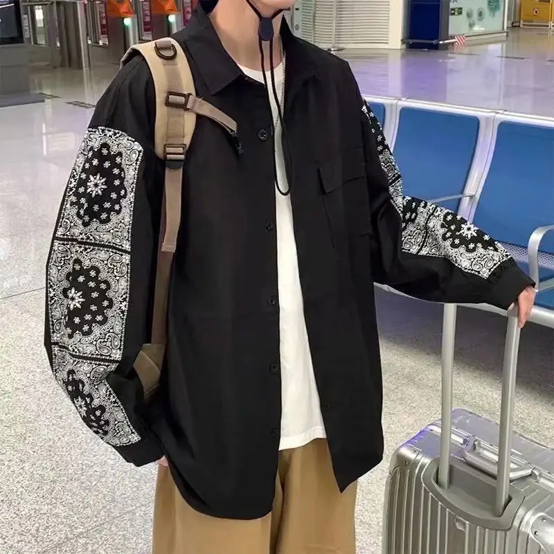 Retro Autumn Spring Men's Shirt  Casual Long Sleeve Shirt High Quality Men Loose Shirt Men tops Oversized