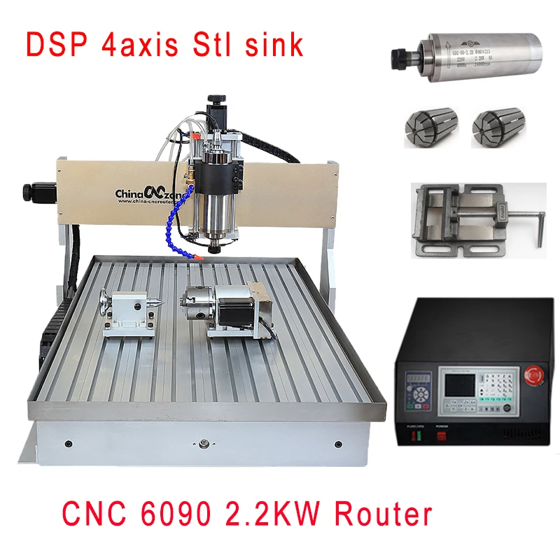 DSP 4axis Stl sink Фрезерный станок с ЧПУ 6090 4 оси 2.2квт металлический 3D stl деревообрабатывающий станок Mach3 USB Металл DSP система водяного фрезерования гравировальный станок - Цвет: DSP 4axis Stl sink