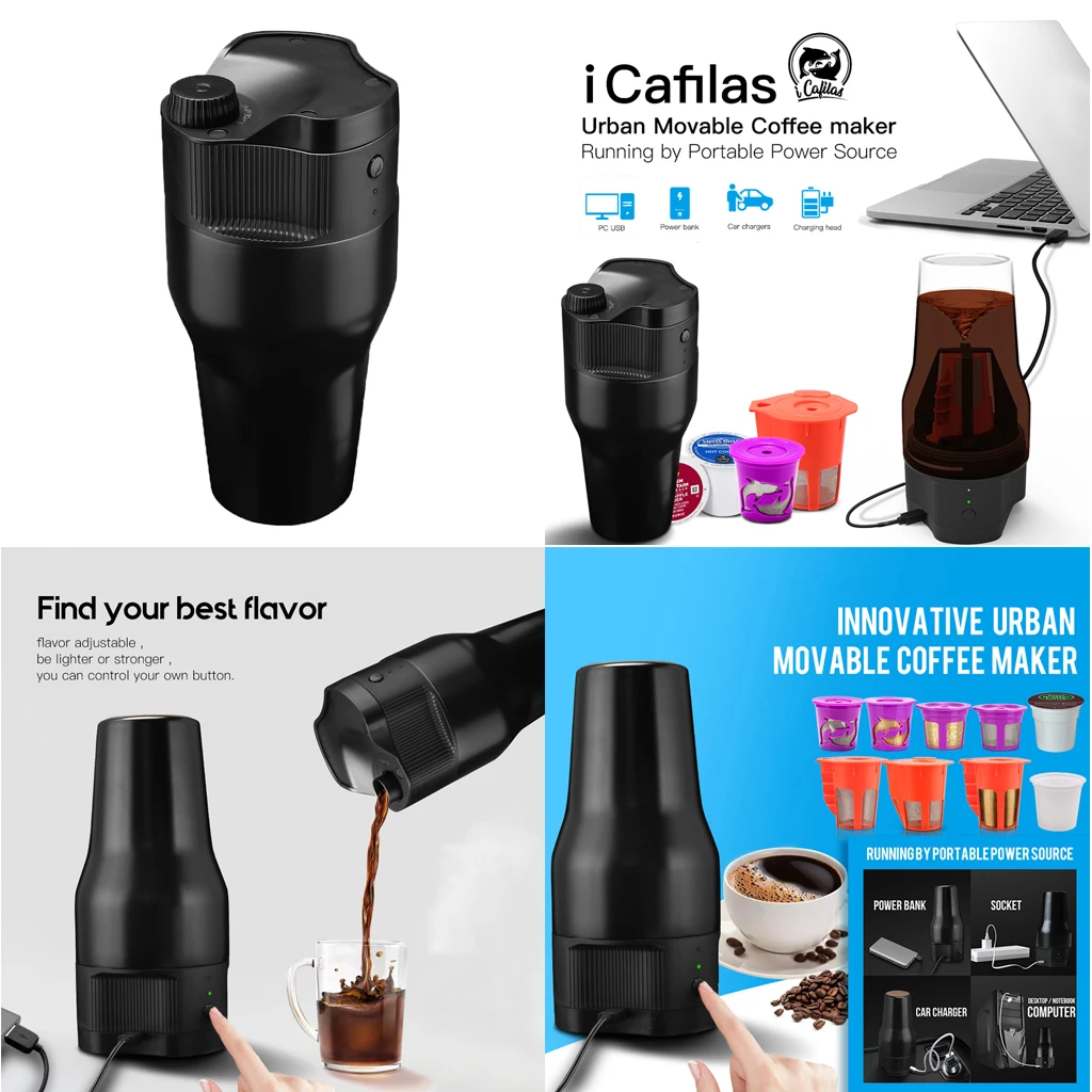 

Portable Drip Coffee Maker Compatible w/Refillable K & Single-Serve Capsules