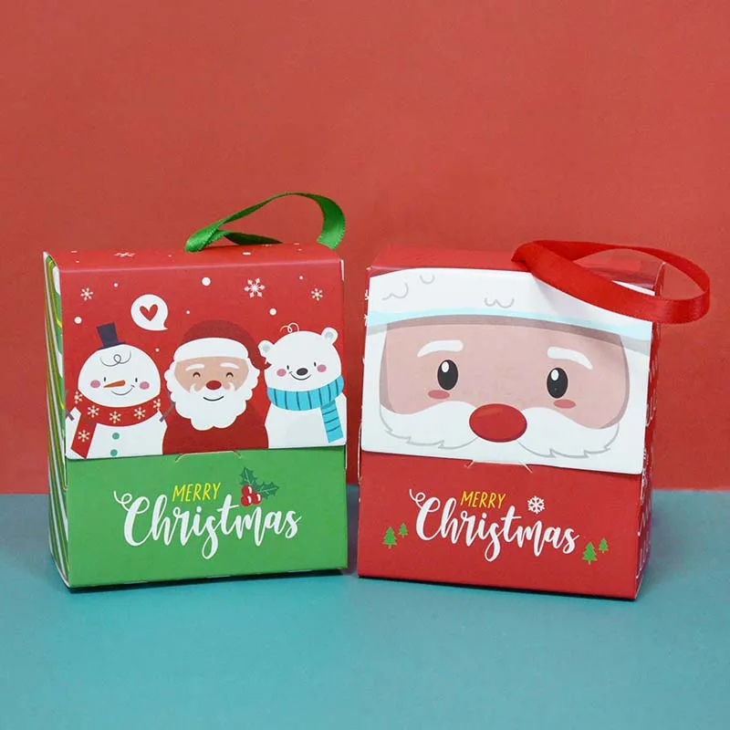 

5pcs Christmas Candy Chocolate Boxes Red Green Santa Claus Snowman Paper Box Xmas New Year Party Favors Gift Packaging Supplies