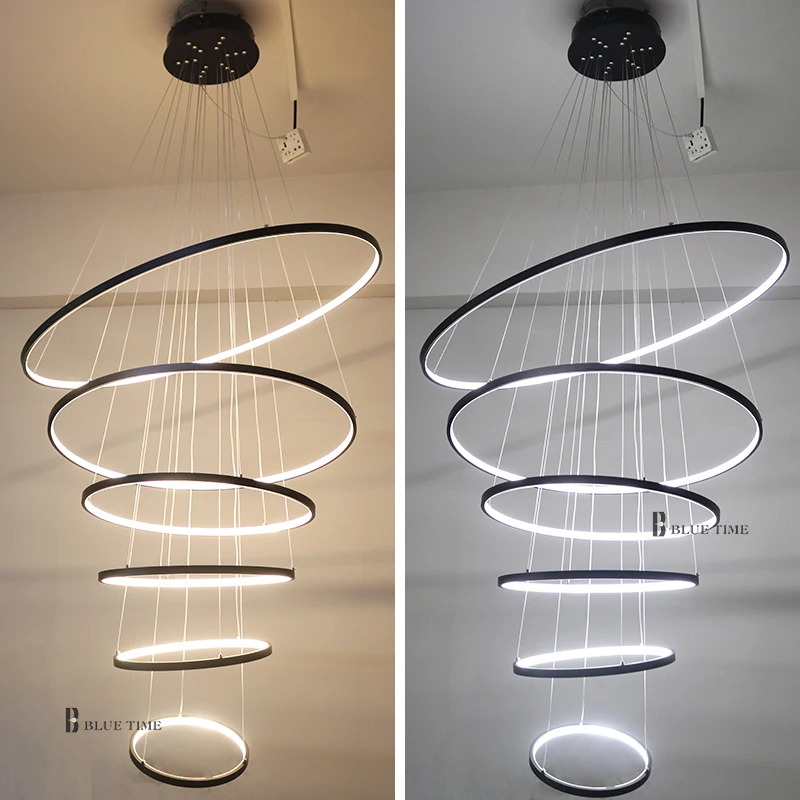 Современный подвесной светильник s для гостиной столовой спальни круглые кольца