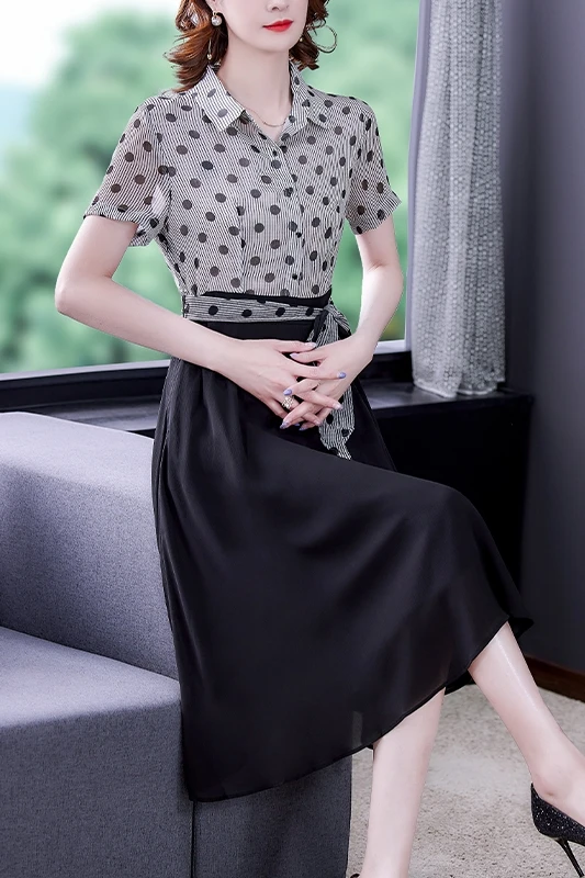 

COIGARSAM 3XL Plus Size Floral Print Women Long dress New Summer Chiffon Dresses Black 5656