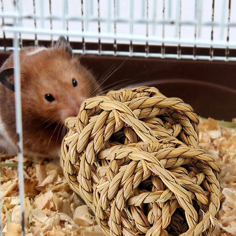 W3JE натуральный маленький мяч для животных кролик игрушки жевания ротанговая