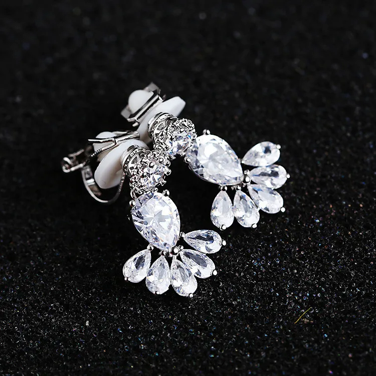 Женские серьги с кристаллами Boho белый циркониевый зажим милые золотые цветные