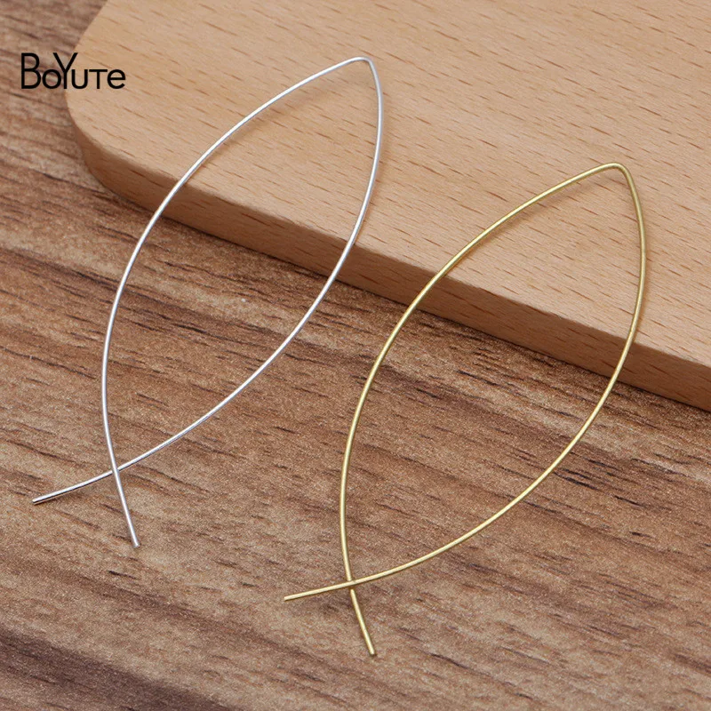 

BoYuTe (100 Pieces/Lot) 60MM Metal Brass Fish Shaped Ear Wire Hooks Diy Handmade Earring Accessories