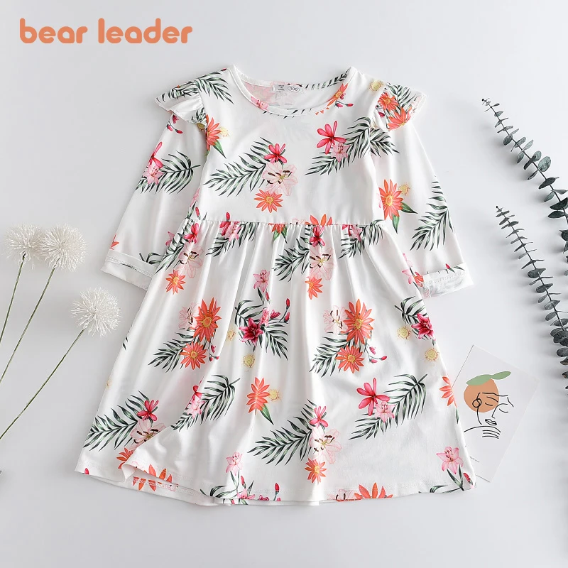 

Bear Leader Baby Girls Spring Flowers Costumes New Fashion Kids Girl Korean Casual Dresses Chidlren Ruffles Clothing 3-7 Years