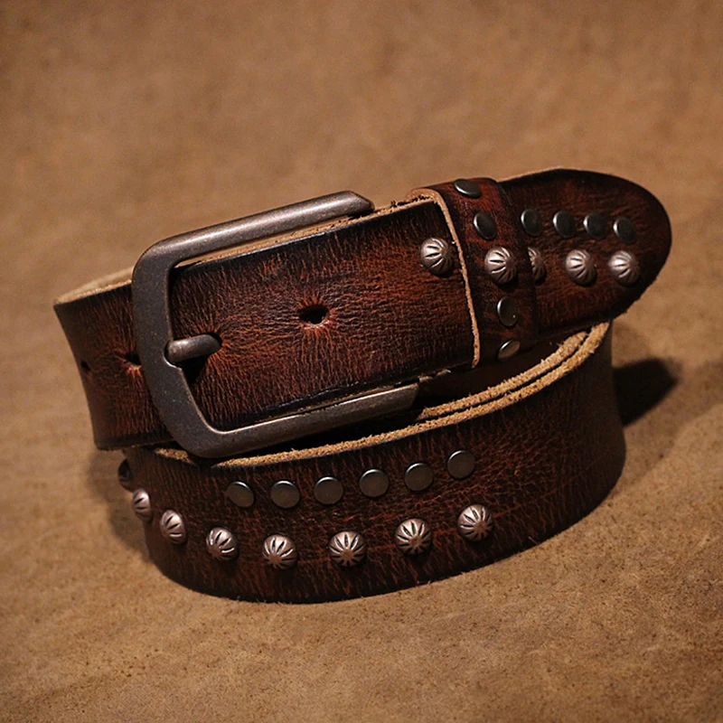 Модная стильная обувь на заклепках в стиле ретро из натуральной кожи ремни