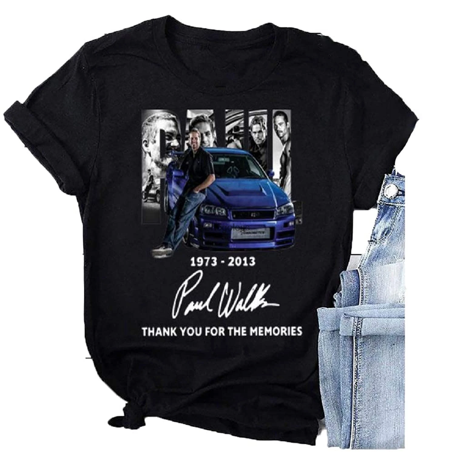 Рубашка с надписью Paul Walker 19732013 спасибо за воспоминания Черная|Мужские футболки| |