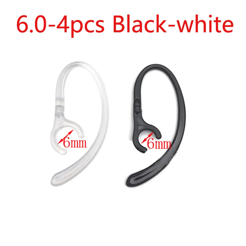 6.0-4pcs Black-white 2 шт./4 шт., зажим для наушников, крючок для наушников, крючок для наушников, вешалка для Bluetooth гарнитуры, 6,0 мм, 7,0 мм, 8,0 мм, 9,0 мм - Цвет: 6.0-4pcs Black-white