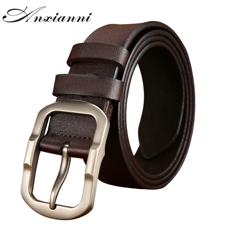 Anxianni brand genuine men's casual belt leather material pin buckle business retro men's versatile jeans high quality belt