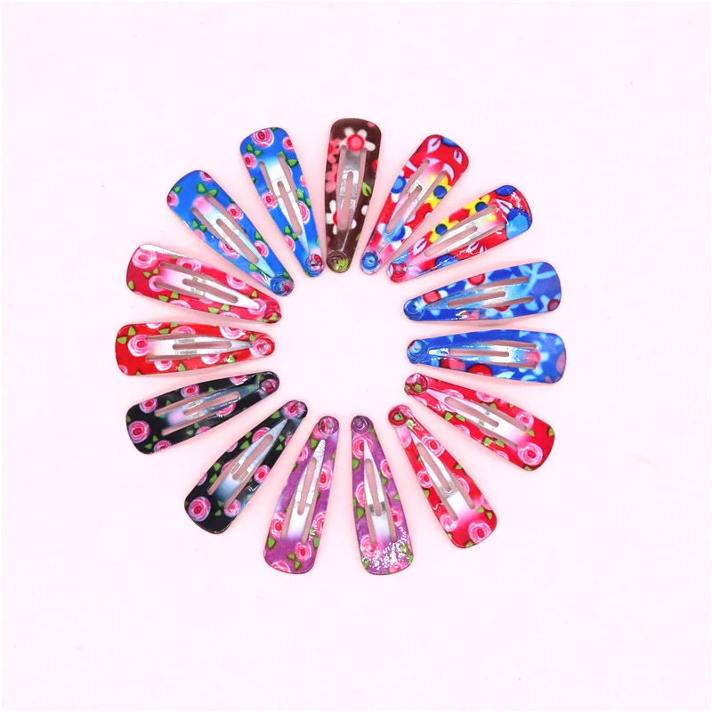 

50Pcs/5Set 3Cm Mini Small Cute Hair Clips For Kids Baby Colorful Print Hairpins Hair Barrettes Pins Metal Hairgrip Snap Bb Clips