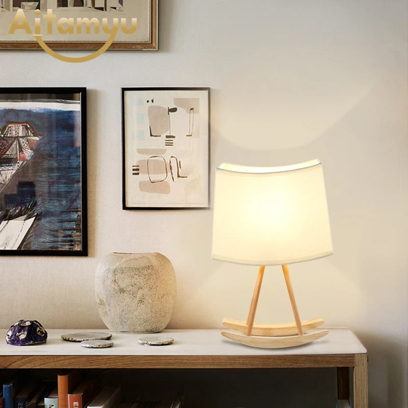 Деревянная настольная лампа с тканевым абажуром деревянные прикроватные