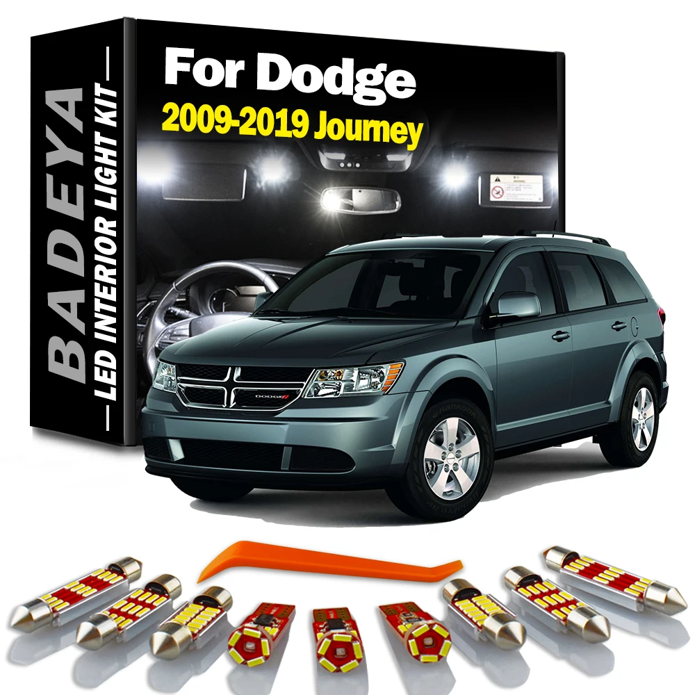BADEYA 11Pcs Canbus Car Accessories LED Interior Light Kit Package For 2009-2019 Dodge Journey Map Dome Trunk License Plate Lamp