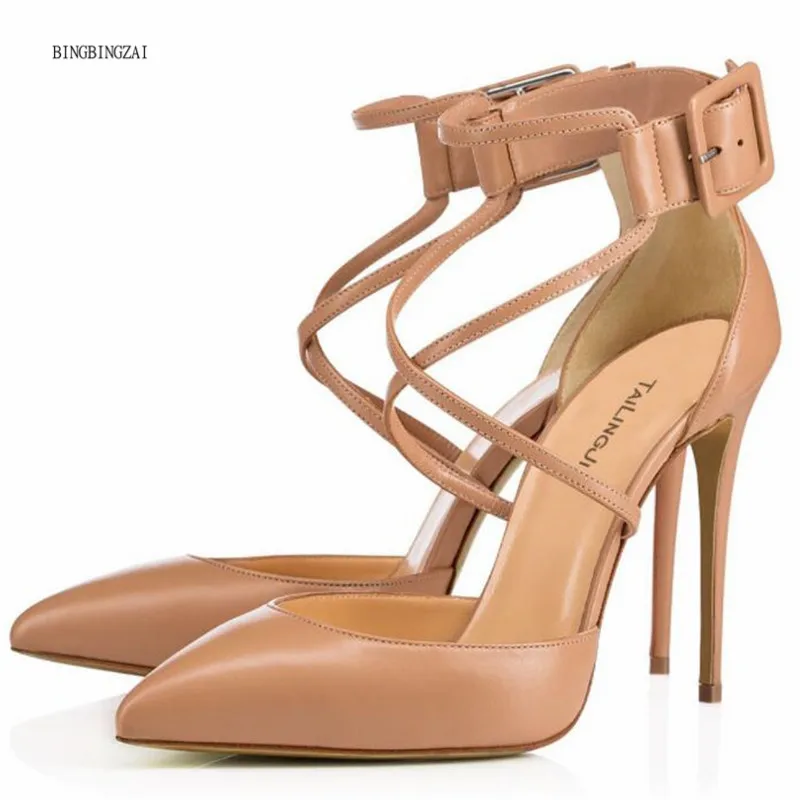 

New sexy pointed-toe ladies shoes fashion show single shoes princess shoes 2021 genuine 12CM high heels large size 3-14 15
