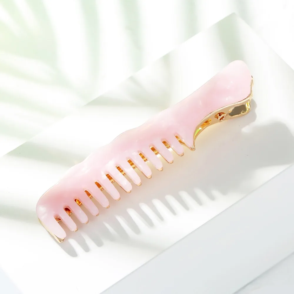 Модная акриловая заколка для волос в форме расчески леопарда золотая