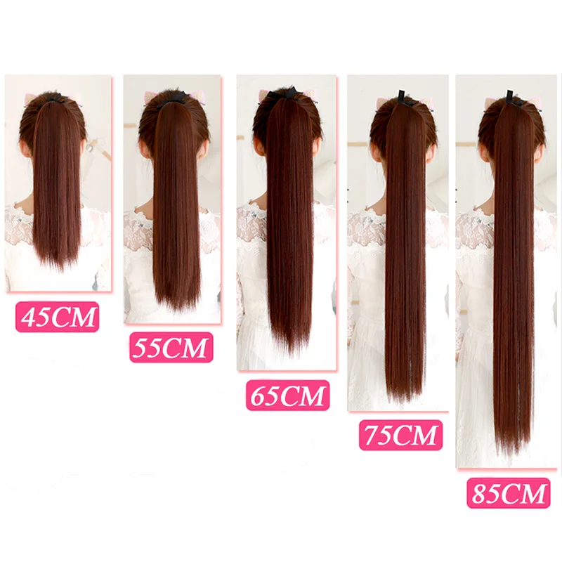 DIFEI 3Colors Long Straight Synthetic Ponytail High Temperature Fiber Clip in Drawstring Hairpieces for Women | Шиньоны и парики
