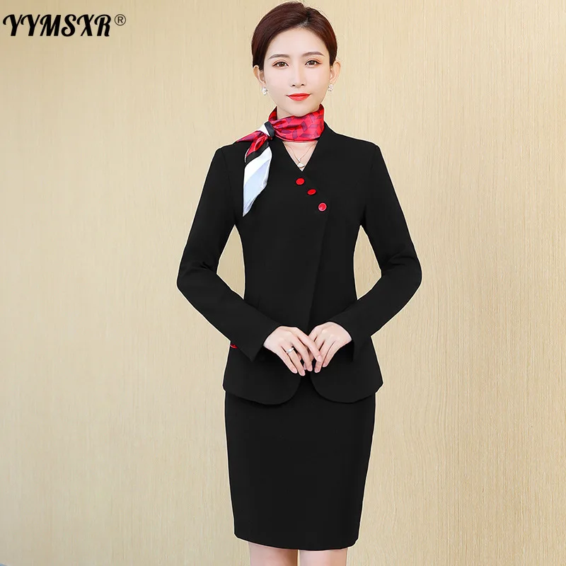 Professional suit half skirt two-piece set 2022 autumn and winter slim fit ladies jacket slim fit skirt overalls high quality