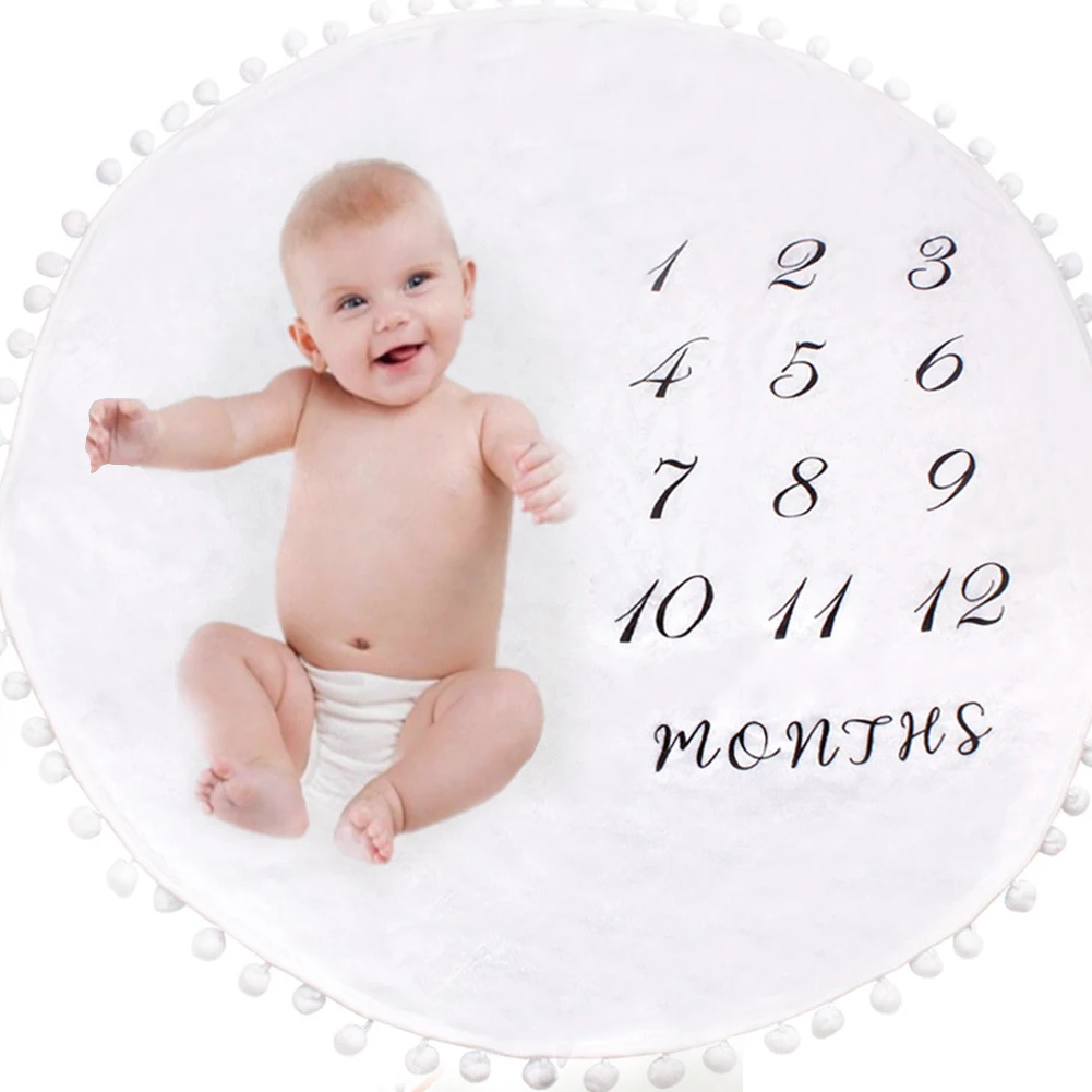 

Baby Photography Blankets Round Tassel Backdrop Cloth Calendar Photo Accessories Photography Background Cloth Rug Mat