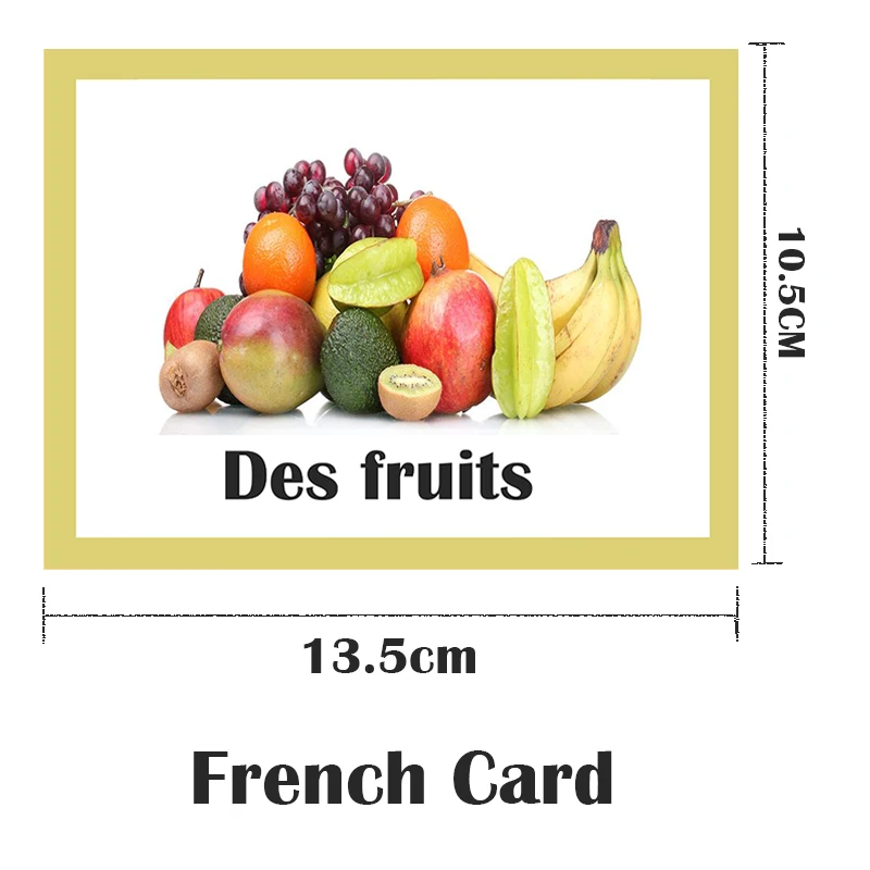 Детская флэш карта Детские французские фрукты Обучающие Экспресс карты карман