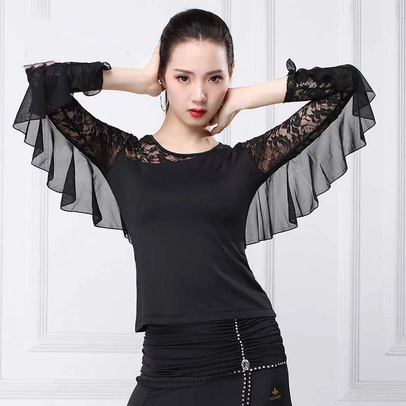 

Latin Ballroom Dance Tops For Women Ladies Ballroom Waltz Modern Bullfighting Flamenco Dance Wear Women Standard Tops PY230