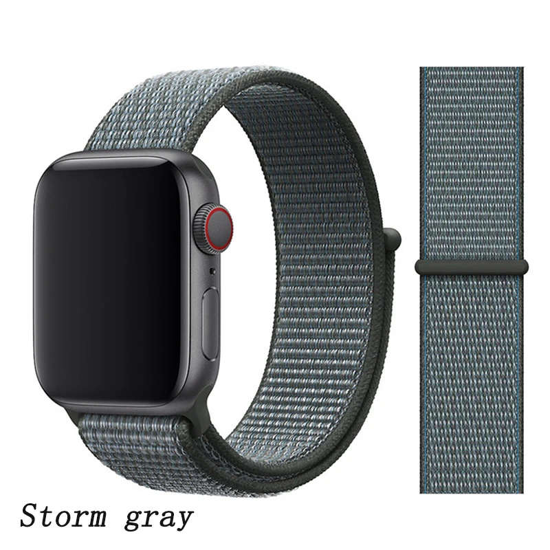 NEW Storm Gray Спортивная петля ремешок apple watch band 42 мм 38 мм apple watch 4 3 band iwatch band 44 мм 40 мм correa pulseira 42 44 нейлоновый ремешок для часов - Цвет ремешка: NEW Storm Gray