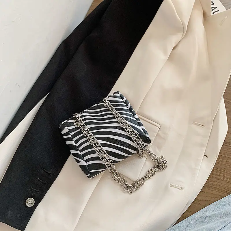 

Vintage Zebra Pattern Women Handbags Fashion PU Leather Female Chain Crossbody Bags Ladies Small Clutch Purse Shoulder Bags