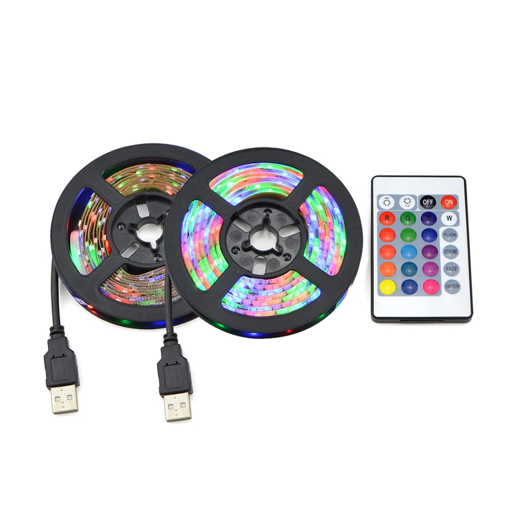 USB Светодиодная лента светильник RGB DC 5 В Гибкая лампа 60 Светодиодный s SMD 2835 Настольный ПК экран ТВ тыловая подсветка декор 1 м 2 м 3M 4M 5 м