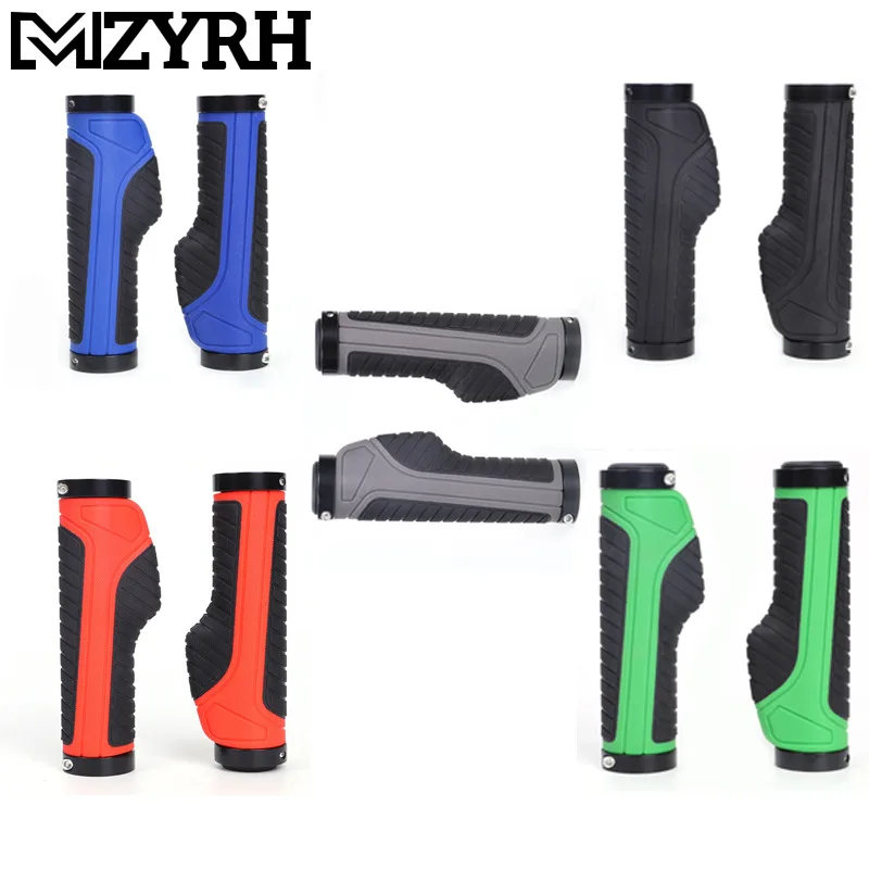 5 Colors 1 Pair Cycling Lockable Hand Bicycle Handlebar Grips Widen Holding Surface Rubber Bike Grips with Aluminum Lock Bicycle