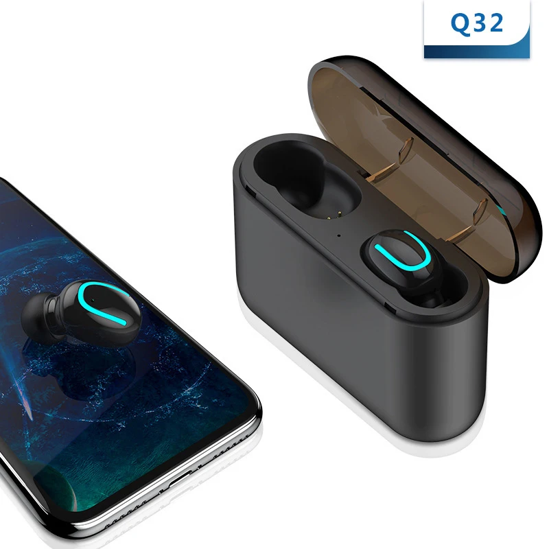 Перекрестная Горячая продажа u-образная Беспроводная bluetooth-гарнитура Q32TWS синяя