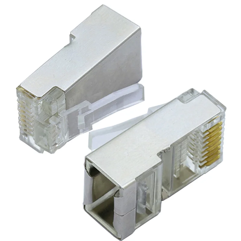 100 шт./лот 8P8C RJ45 Модульная штепсельная вилка металлический корпус CAT6 Ethernet сетевой