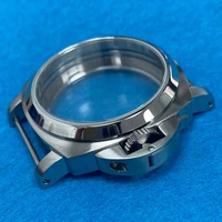 stainless steel silver watch case with guard pam 44mm case for eta 64976498 seagull st36 movement watch accessories