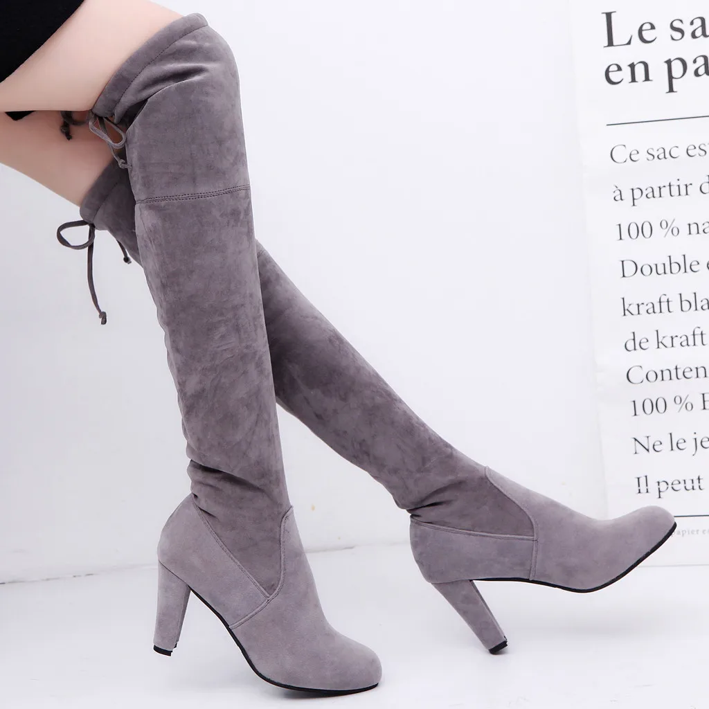 Размер 35-41 зимние сапоги выше колена женские эластичные тканевые чулки с