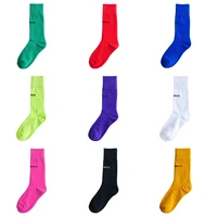 fluorescent color pile socks middle tube socks ins fashion street autumn thin candy color girl socks