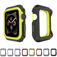 siliconehard armor case for apple watch 4 5 se 6 40mm 44mm frame full protective bumper cover for iwatch series 3 2 1 38mm 42mm