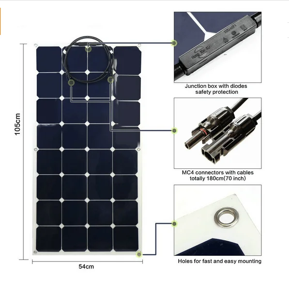 Цена 100 Вт sunpower портативная Гибкая солнечная панель