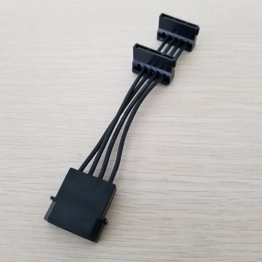 

Power Plus 4Pin to 2 x SATA Elbow Adapter Power Extension Cable Black Short Type 18AWG 10cm