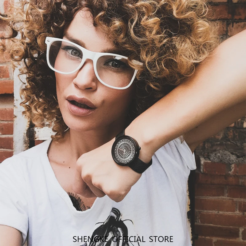 Shengke Роскошные брендовые часы женские модные кварцевые Полностью стальные