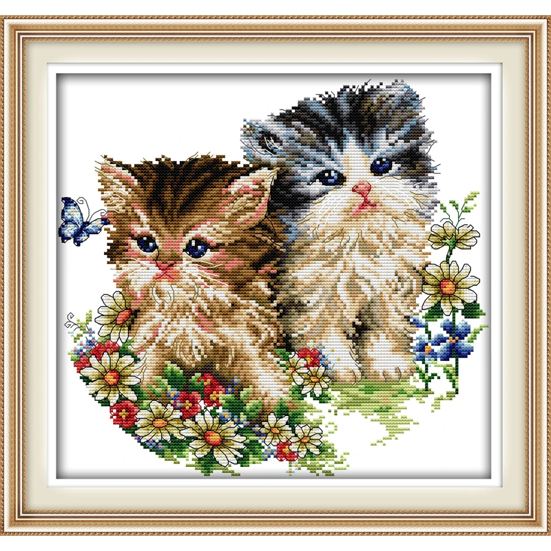 

Everlasting Love Cat Lovers Chinese Cross Stitch Kits Ecological Cotton Stamped Printed 11CT Gift New Year Decorations For Home
