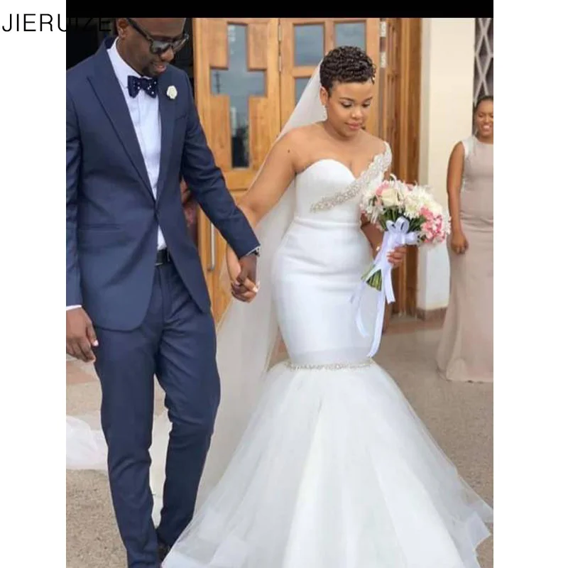 Белое свадебное платье JIERUIZE с одним открытым плечом свадебные платья