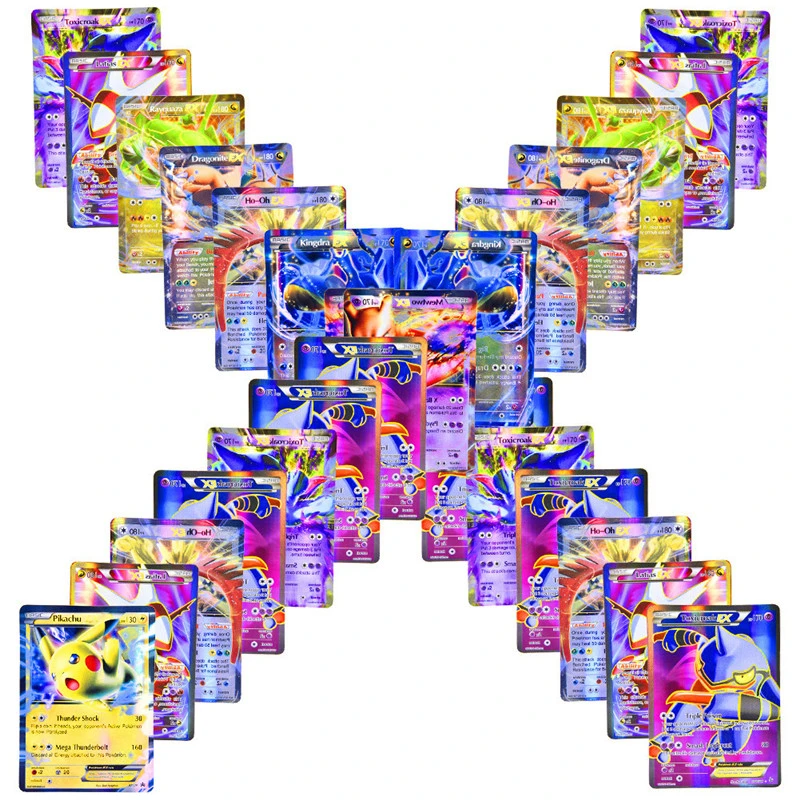 Juego de cartas de Pokemon EX MEGA para ni&ntilde;os, juguete de mesa en ingl&eacute;s brillante sin repetici&oacute;n, cartas de batalla, comercio, Pikachu, Pokemon Kaarten, 100 Uds.-4