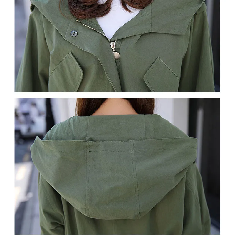 

Women's Jacket Korean Version New Hooded Drawstring Loose Windbreaker Spring Autumn Fashion Casual Versatile Coat Student Wear