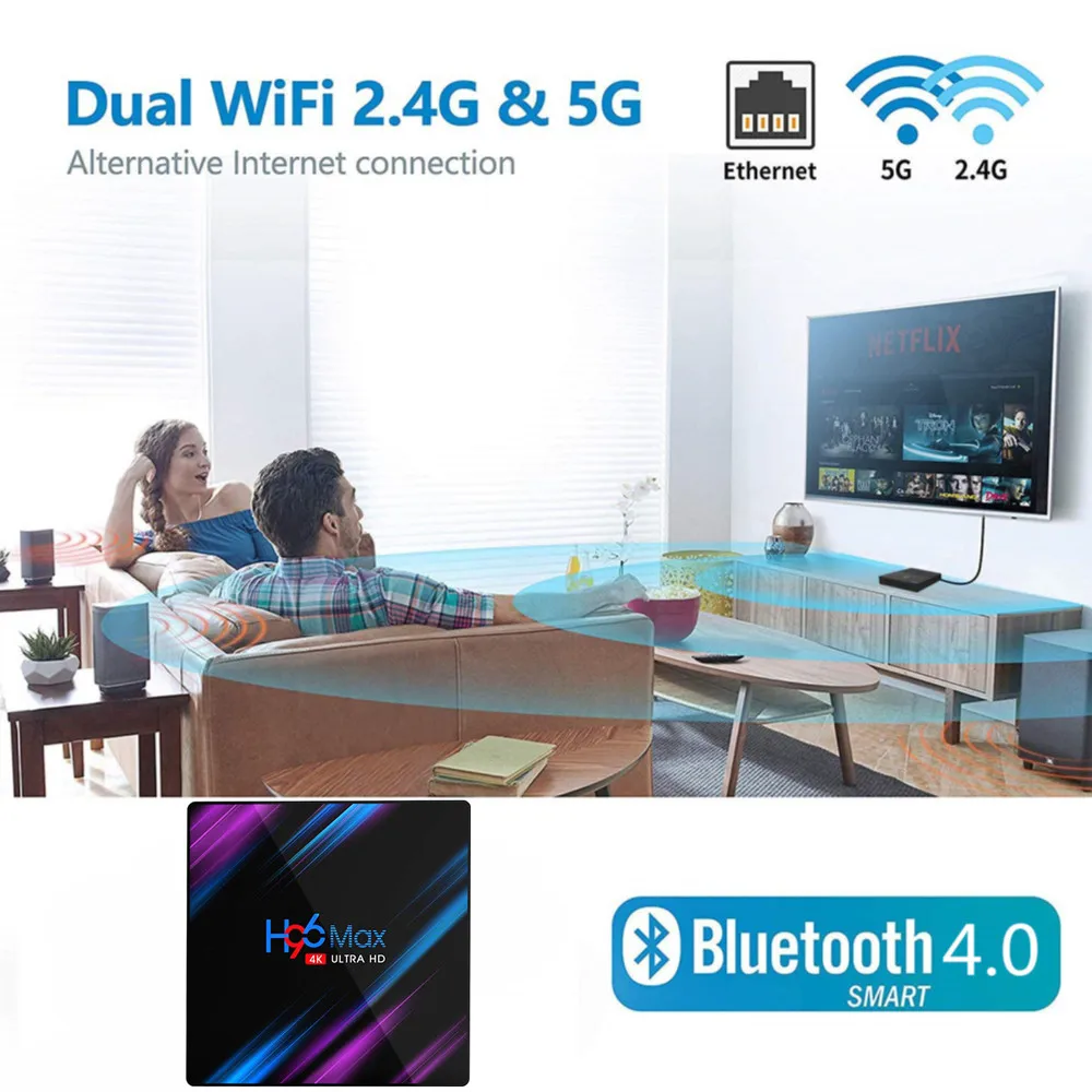 H96 MAX Smart Android 9 0 TV Box RK3318 Quad Core 2 4G/5G двухъядерный процессор Wi Fi Декодер каналов