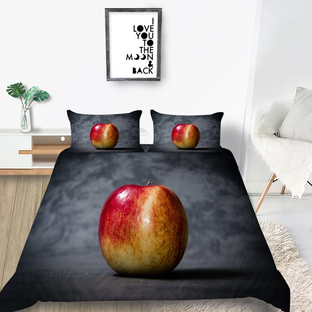 Комплект постельного белья Apple Queen модный художественный с 3D рисунком серый King Twin