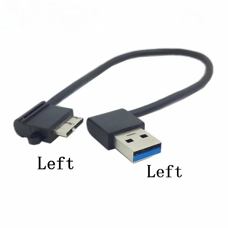 Левый и правый угол 90 градусов USB3.0 USB 3 0 A папа к Micro B кабель черный компьютерный