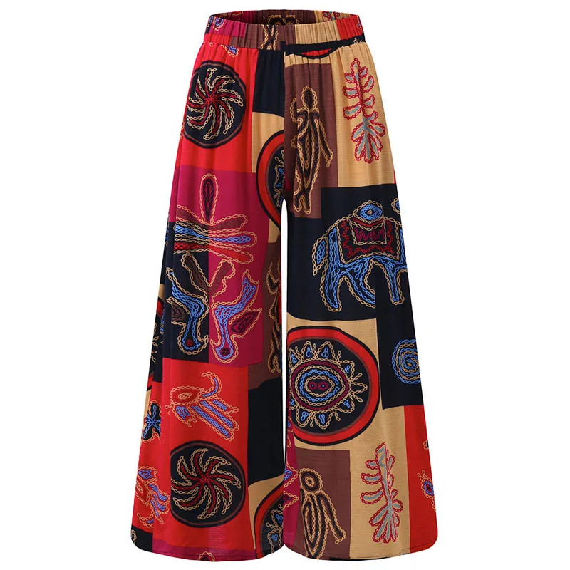 Женские широкие брюки свободного размера плюс летние винтажные расклешенные с