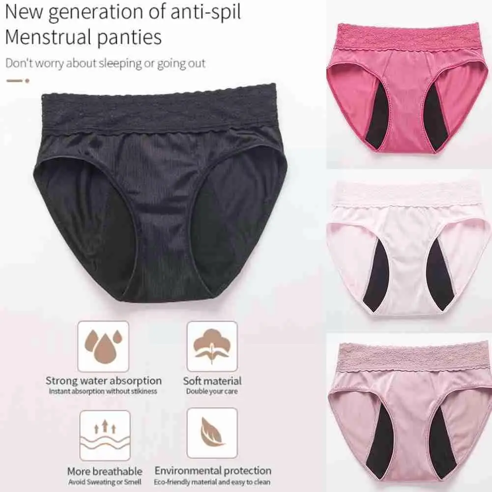 

Large Size Mid-to-high Waist Four-layer Physiological And Napkin-free Lace Before After Sanitary Leakage Pants, Prevention Z9h1